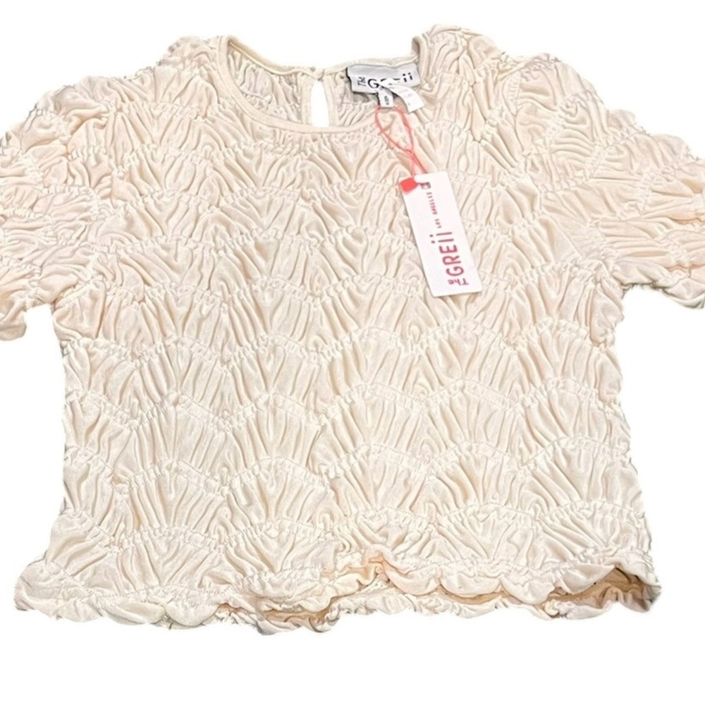GREii Cream Textured Blouse Small